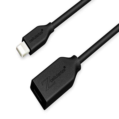 Cellularize Extension Cable (Black, 1FT) Male to Female Audio, Data, Photo, Charger Dock Extender Compatible with Phone/Pad 11 Pro, X, XS, XS Max, XR, 8, 7 Plus (1FT-13FT Available)