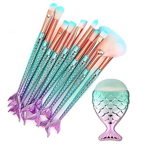 Book Cover Bisnuy Makeup Brushes Set 11PCS 3D Mermaid Makeup Brush Cosmetic Brushes Eyeshadow Eyeliner Blush Brush