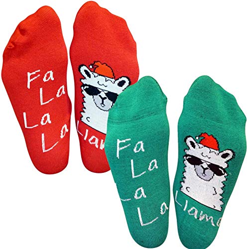 FA LA LA LA LLAMA SOCKS - EPIC SOCKS - LLAMA ALPACA novelty gift set - Christmas edition 2 Pack Green and Red pair