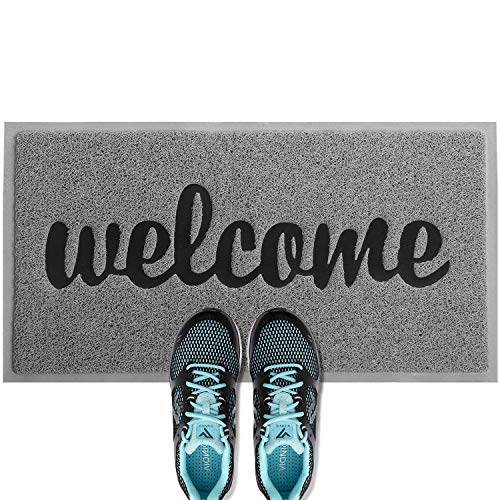 ANKO PVC Super Absorbent Outdoor Welcome MAT(30x18 inches) – Non-Slip Net Backing, Heavy Duty, Waterproof, Easy Clean, Low Profile Mat for Entry, Dust Trapper, Eco-Friendly