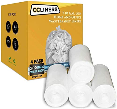 7-10 Gallon Clear Garbage Bags Medium Kitchen Trash Bags Large Plastic Wastebasket Trash Can Liners for Home and Office Bins, 200 Count (Fits 7 Gallon, 8 Gallon, 9 Gallon and 10 Gallon Bins)
