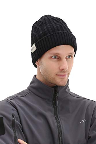 TRAILSIDE SUPPLY CO. Knitting Skull Caps Wool Beanie for Outdoor and Indoor, Warm, Windproof Black