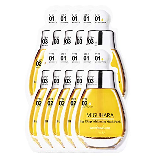 Miguhara Ampoule, Facial Cream, Facial Sheet Mask - All in 10 Facial Mask 1 Pack inc. Essence Toner 20ml - Moisturizing, Pore Tightening for Dry Sensitive Skin