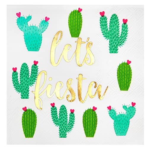 Letâ€™s Fiesta Paper Napkins for Cinco De Mayo Party (5.5 x 5.5 In, 50 Pack)