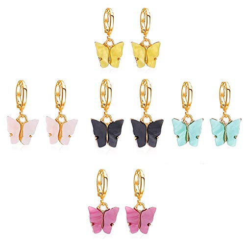18k Rose Gold Butterfly Stud Earrings Necklace Ring Set for Women
