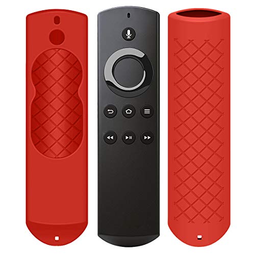 Adroid Silicone [Skid Resistance] Design Shock Proof Protective Cover for 5.9" Alexa Voice Remote for Fire TV and Fire TV Stick with Lanyard,(NOT Work for 5.6' Fire TV Voice Remote) -Red