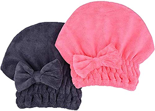 MAYOUTH Microfiber Hair Drying Towels Head wrap with Bow-Knot Shower Cap Hair Turban hairWrap Bath Cap for Curly Long & Wet Hair Gift for Women