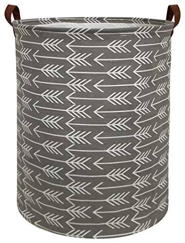 Book Cover HIYAGON Large Storage Baskets,Waterproof Laundry Baskets,Collapsible Canvas Basket for Storage Bin for Kids Room,Toy Organizer,Home Decor,Baby Hamper(Grey Arrows)
