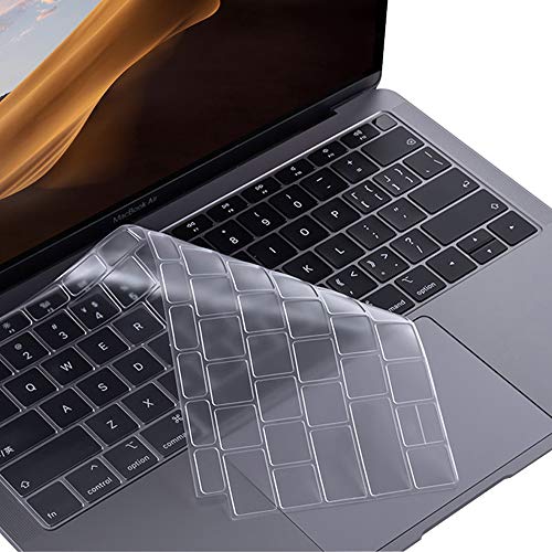 Book Cover ProElife Premium Ultra Thin TPU Keyboard Cover Skin for MacBook Air 13-Inch 2018 2019 with Touch ID Retina Display (Model: A1932, NOT FIT Air 2020) Keyboard Accessories Protector (Transparent Clear)