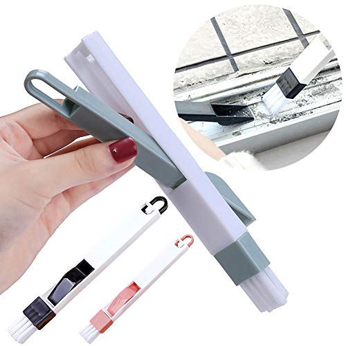 Hand-held Tools Window Track Cleaning Brushes with Dustpan Gap Groove Computer Keyboard Cleaning Tools Door Track Corner Cleaner Mini Broom Dust Collector 3 Pack Fit in Small Places Black Pink Green