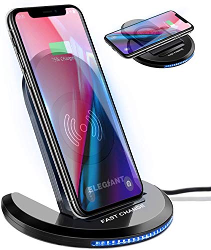 Wireless Charger,ELEGIANT 10W Qi-Certified Wireless Charging Pad Stand 0 to 90 Degrees Adjustable Fast Charging Galaxy S10/S10 Plus/S10E/S9,Compatible with iPhone Xs MAX/XR/XS/X/8/8 Plus