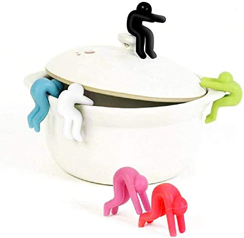 Spill-proof Lid Lifter for Soup Pot, Silicone Kitchen Tools Lid Stand Heat Resistant Holder Let Steam Release - Creative Cooking Helpers and Color Decoration (6 Packï¼‰