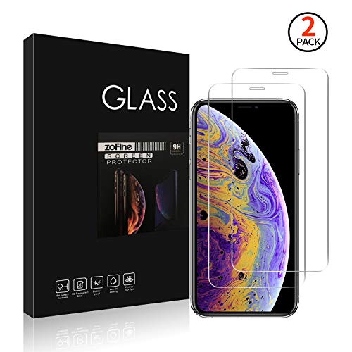 Zofine Screen Protector for iPhone iPhone Xs/X/XR/XR Max Premium HD Clarity 0.3mm Tempered Glass Screen Protector 3D Touch [5.8"/6.1"/6.5"] (2-Pack) (5.8")