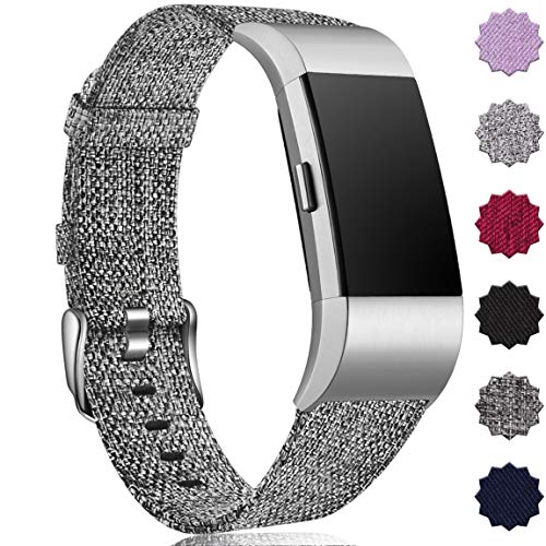 Book Cover Maledan Compatible with Fitbit Charge 2 Bands for Women Men, Small, Charcoal