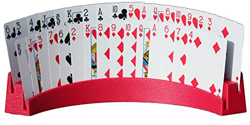Twin Tier Premier Playing Card Holder (Set of 2) - Holds Up to 32 Playing Cards Easily - 12 1/2" x 4 1/2" x 2 1/4" - Stack for Storage - Made in The USA (Red)