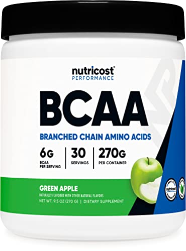 Nutricost BCAA Powder (Green Apple) 30 Servings - Vegetarian, Non-GMO, Gluten Free, Optimal 2:1:1 Ratio