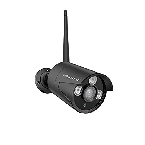 SMONET Wireless 1080P IP Camera, Mega 2.0 HD CCTV Camera, Outdoor/Indoor Bullet Camera with Fixed 4mm or 3.6mm Lens,65Ft Night Vision,3pcs Array LED Light w/Bracket, Black,No Power Supply