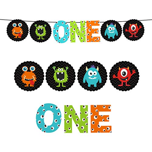 Kreatwow Monster Bash 1st Birthday - Monster First Birthday Banner - Little Monster Banner Decorations