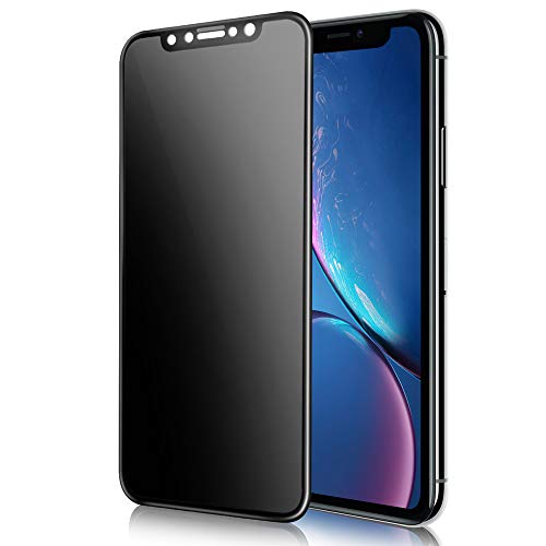 TECHO Privacy Screen Protector Compatible with iPhone XR (6.1"), Full Coverage Anti-Spy 9H Tempered Glass Screen Protector [Case Friendly][Advanced Clarity]