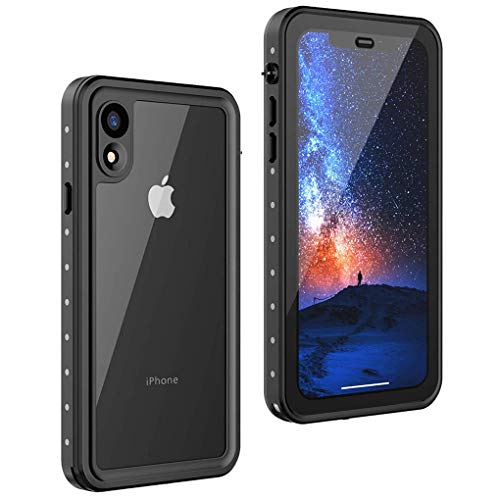 Waterproof iPhone XR Case 360 Degree Full-Body Rugged Clear Bumper Case with Built-in Screen Protector Heavy Duty Protection Shockproof Anti-Scratch Support Wireless Charging Cover Case for iPhone XR
