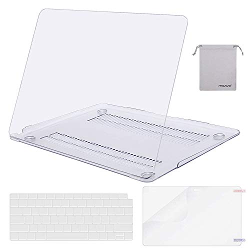 Book Cover MOSISO Compatible with MacBook Air 13 inch Case 2020 2019 2018 Release A2337 M1 A2179 A1932 Retina Display Touch ID, Plastic Hard Shell&Keyboard Cover&Screen Protector&Storage Bag, Transparent