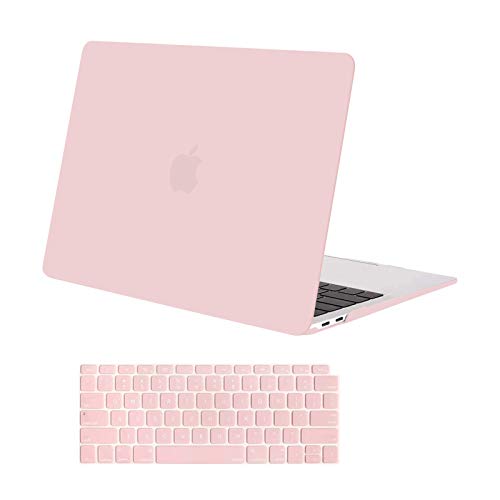 Book Cover MOSISO Compatible with MacBook Air 13 inch Case 2020 2019 2018 Release A2337 M1 A2179 A1932 Retina Display with Touch ID, Protective Plastic Hard Shell Case & Keyboard Cover Skin, Rose Quartz
