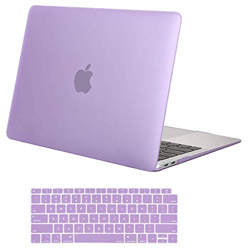 MOSISO Plastic Hard Case & Keyboard Cover Compatible with MacBook Air 13 inch with Touch ID, Pure Purple
