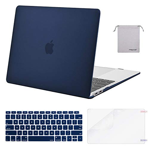 Book Cover MOSISO Compatible with MacBook Air 13 inch Case 2021 2020 2019 2018 Release A2337 M1 A2179 A1932 Retina Display Touch ID, Plastic Hard Shell&Keyboard Cover&Screen Protector&Storage Bag, Navy Blue