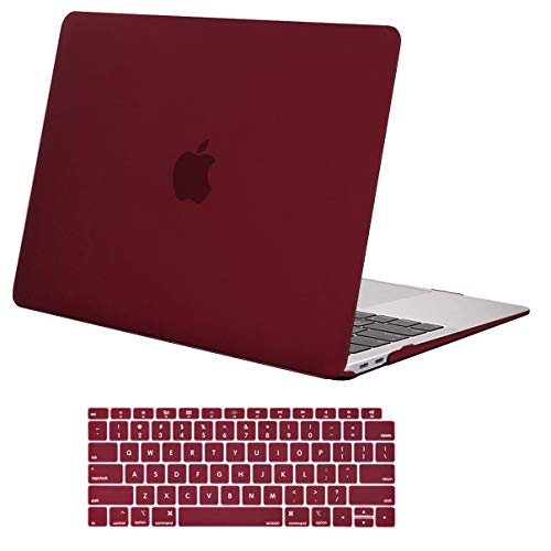 Book Cover MOSISO Compatible with MacBook Air 13 inch Case 2020 2019 2018 Release A2337 M1 A2179 A1932 Retina Display with Touch ID, Protective Plastic Hard Shell Case & Keyboard Cover Skin, Marsala Red