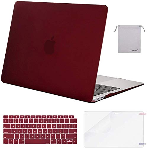 Book Cover MOSISO Compatible with MacBook Air 13 inch Case 2022, 2021-2018 Release A2337 M1 A2179 A1932 Retina Display Touch ID, Plastic Hard Shell&Keyboard Cover&Screen Protector&Storage Bag, Marsala Red