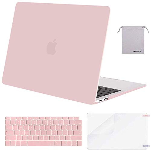Book Cover MOSISO Compatible with MacBook Air 13 inch Case 2020 2019 2018 Release A2337 M1 A2179 A1932 Retina Display Touch ID, Plastic Hard Shell&Keyboard Cover&Screen Protector&Storage Bag, Rose Quartz