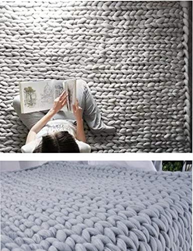 Pinsparkle Hand Chunky Knitted Blanket Thick Wool Bulky Knitting Throw