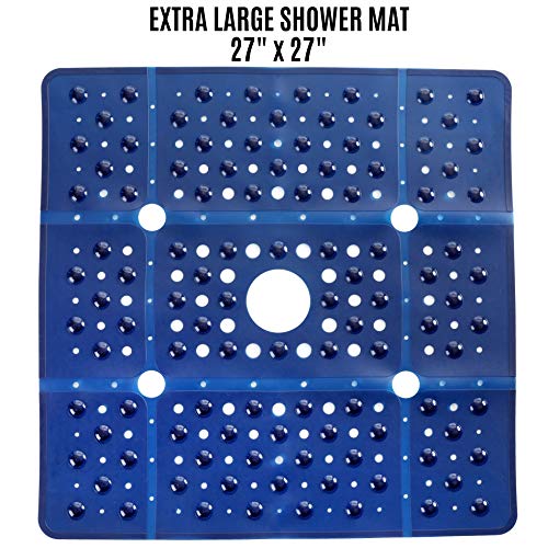 Book Cover SlipX Solutions Extra Large Square Shower Mat Provides 65% More Coverage & Non-Slip Traction (27