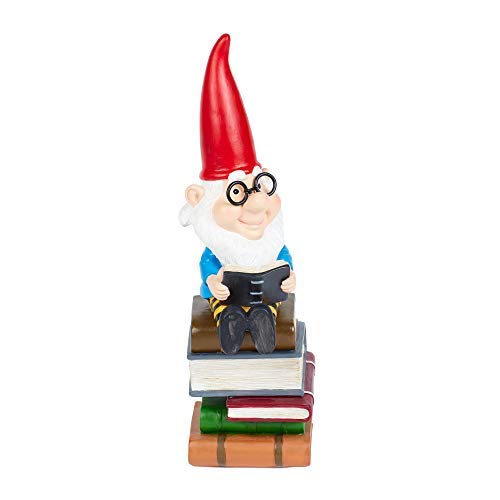 Book Cover Gnorbert the Gnerdy Gnome | A Garden Gnome with a Nose for the Books! Red Statue for Garden, Lawn, Yard, Book Shelf, Desk Decoration| Unique Novelty Gift Idea for Women, Men, Teacher, Librarian, Mom