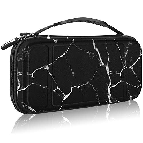 Fintie Carry Case for Nintendo Switch - [Shockproof] Hard Shell Protective Cover Portable Travel Bag w/10 Game Card Slots, Inner Pocket for Nintendo Switch Console Joy-Con & Accessories, Marble Black