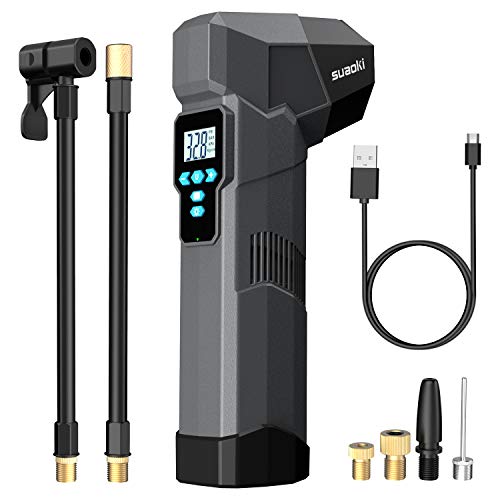Book Cover SUAOKI Cordless Tire Inflator Handheld Air Compressor Compressed Air Pump Rechargeable 2000mAh Battery, Preset Feature, Auto Shut Off, Digital Pressure Gauge for Car, Bicycle, Motorcycles, Basketball
