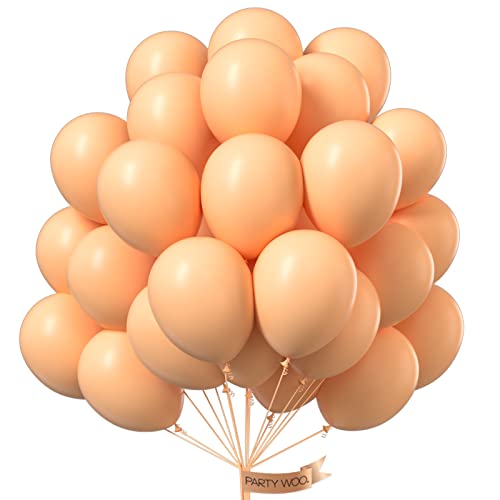 PartyWoo Peach Balloons, 50 pcs 10 In Peach Color Balloons, Peach Latex Balloons, Balloon Peach, Peach Matte Balloons for Peach Bridal Shower, Peach Baby Shower, Peach Birthday, Peach Party Decoration