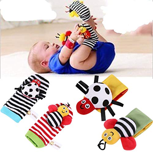 Pinsparkle Cute Infant Baby Cartoon Animal Shape Wrist Rattles Foot Socks Finder Toys