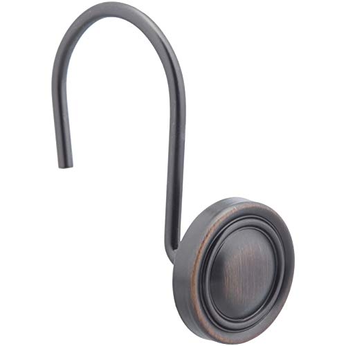Book Cover AmazonBasics Shower Curtain Hooks - Classic Button Hooks, Oil-Rubbed Bronze