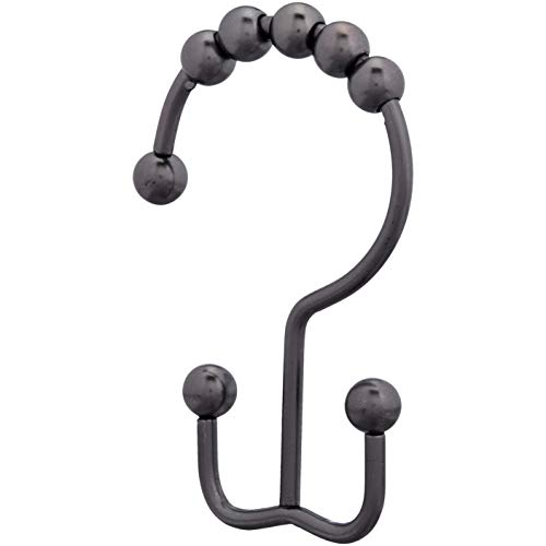 Book Cover AmazonBasics Shower Curtain Hooks - Dual-Sided Hooks, Oil-Rubbed Bronze
