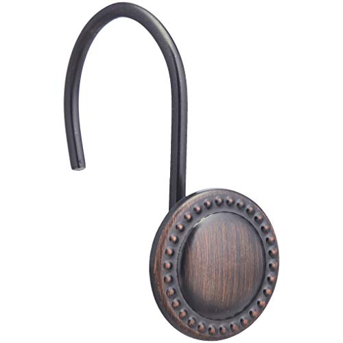 Book Cover AmazonBasics Shower Curtain Hooks - Beaded Circle, Oil- Rubbed Bronze