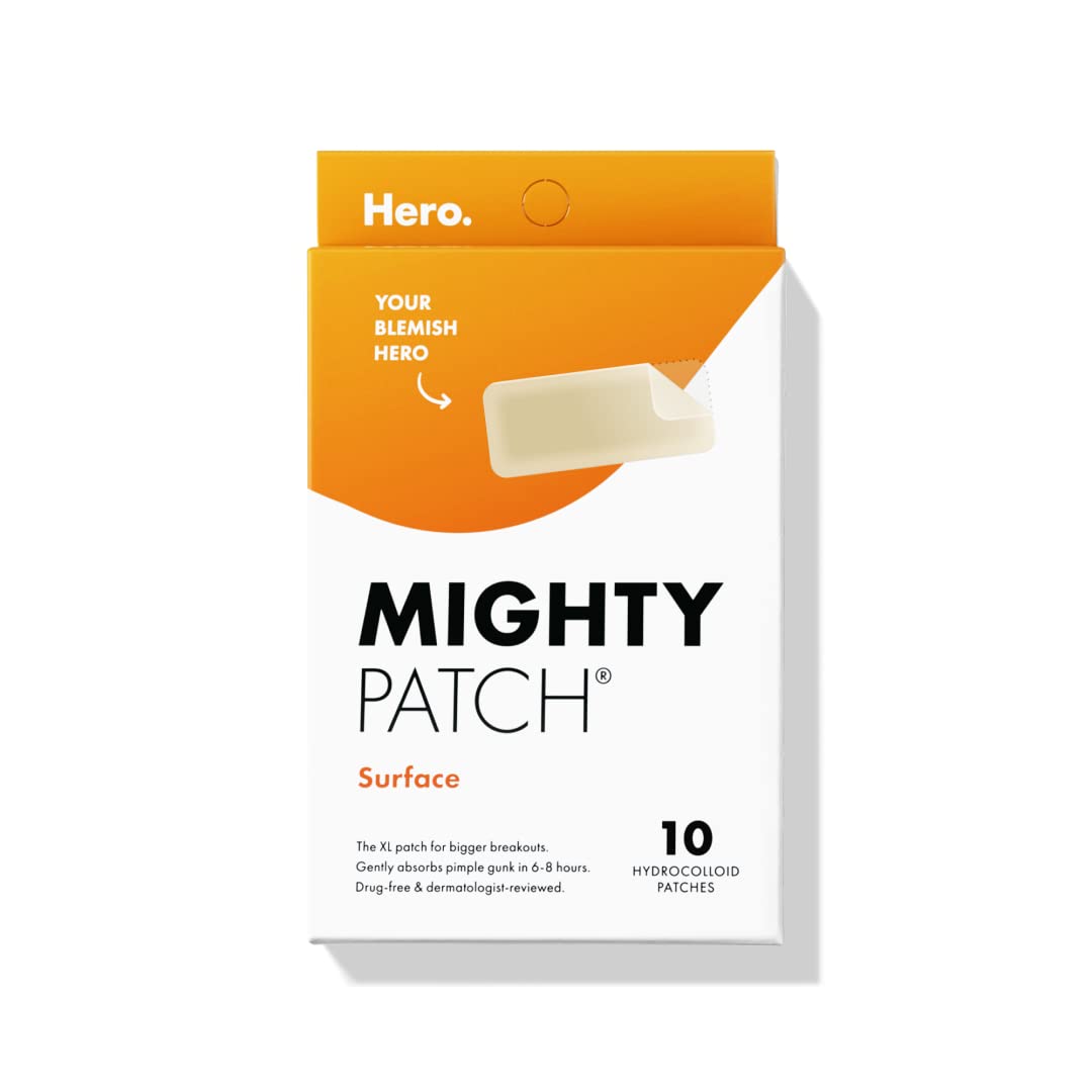 Book Cover Mighty Patch Surface from Hero Cosmetics - Hydrocolloid Spot Patch for Body, Cheek, Forehead, and Chin, Vegan-friendly and Not Tested on Animals (10 Count)