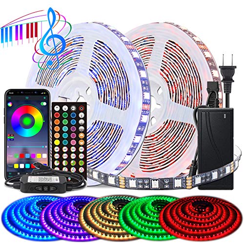 Book Cover BIHRTC Led Strip Lights 5050 Rgb 600leds 32.8ft Led Lights Music Sync App Control Color Changing Rope Lights with Built-in Mic Remote Led Rope Strips Light Lighting for Bedroom Home Party
