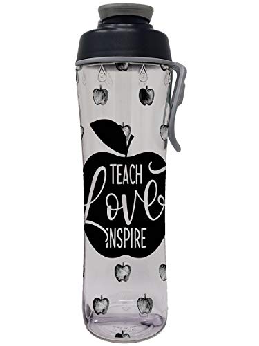 Book Cover 50 Strong Teacher Reusable Water Bottle - 24 oz. BPA Free for Teachers - Give Bottles As Thank You Gifts to Show Appreciation for Teachers - Easy Carry Loop - Made in USA (Teacher Apples)