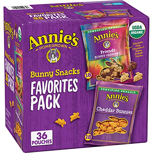 Book Cover Annie's Organic, Snack Variety Pack, Cheddar Bunnies and Bunny Grahams, 1 oz, 36 ct
