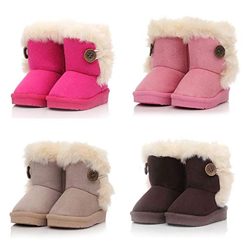 Book Cover KOKOBUY Unisex Winter Kids Solid Children Snow Boots Thick Keep Warm Shoes Lovely Comfortable Casual Hiking Snow Shoes