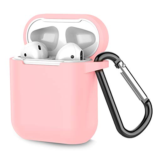 Book Cover Airpods Case, Coffea AirPods Accessories Shockproof Case Cover Portable & Protective Silicone Skin Cover Case for Airpods 2 & 1 (Front LED Not Visible) - Pink
