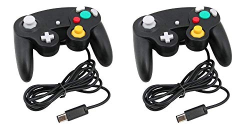 Book Cover Gamecube Controller, Lyyes Classic Wired Controllers Compatible with Wii Nintendo Gamecube (Black-2pack)