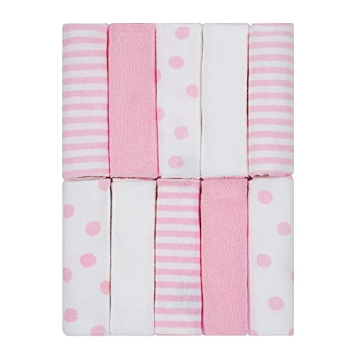 Book Cover Just Born 10-Piece Terry Washcloth, Pink/White, One Size