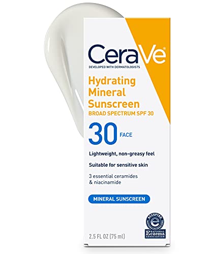 Book Cover CeraVe 100% Mineral Sunscreen SPF 30 | Face Sunscreen with Zinc Oxide & Titanium Dioxide for Sensitive Skin | 2.5 oz, 1 Pack